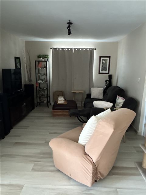 Sala de estar con piso vinílico tipo madera